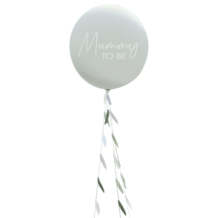 Sagegroene reuzeballon met ballonstaart met bladeren erop