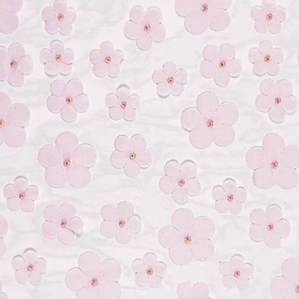 witte, transparante tafelloper met roze bloemen