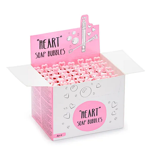 doosje met bellenblaas in het roze en wit met hartjes