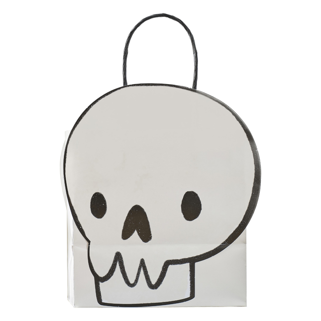 Cadeautasje met een doodshoofd erop in het zwart en wit