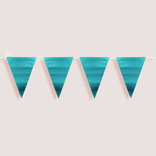 Vier blauwe vlaggetjes met metallic afwerking