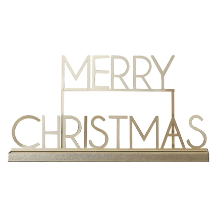 Gouden bordje van metaal met de tekst merry christmas