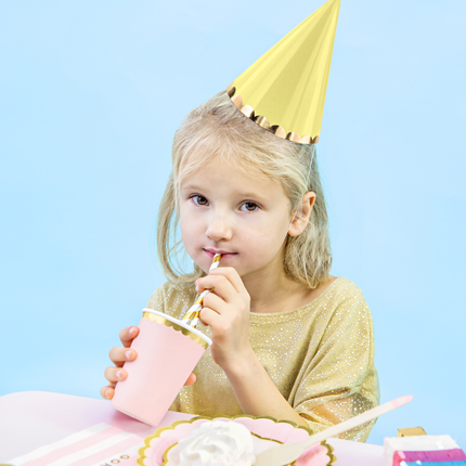 Feesthoedjes pastel met gouden rand