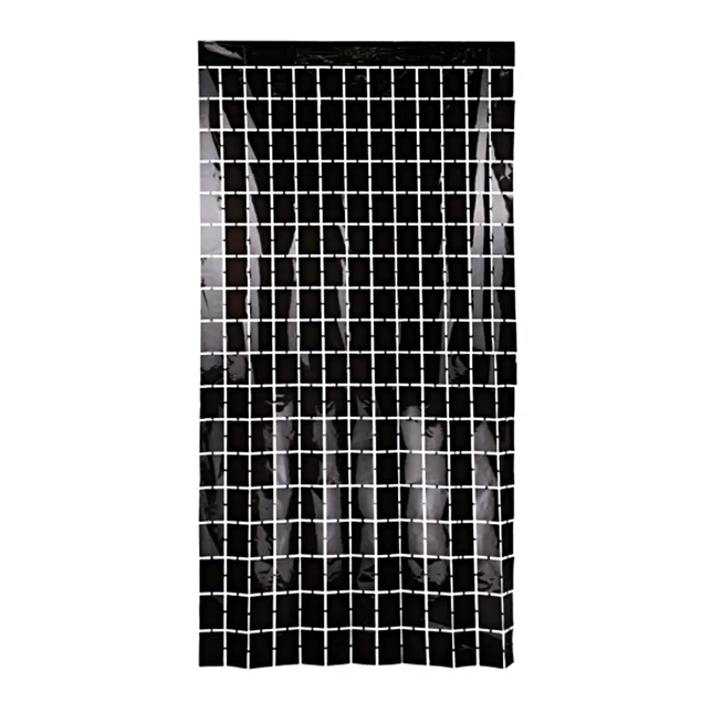 zwart deurgordijn met metallic effect