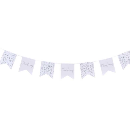 Slinger met botanische print en wit christening