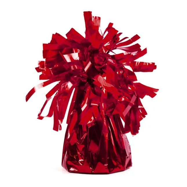 Rood gewichtje voor een ballon met franjes