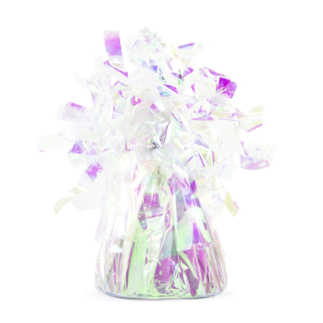 Iridescent gewichtje voor een ballon met franjes