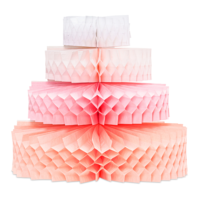 honeycomb taart van vier lagen in pasteltinten