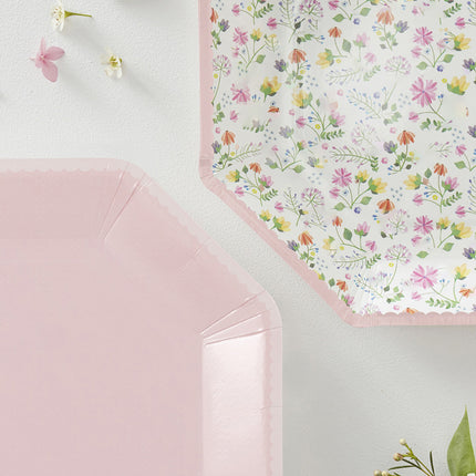 Bordjes Roze Goud Bloemen - 8 stuks