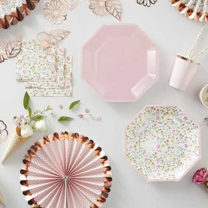 Waaiers Bloemen Roze Rosé Goud - 5 stuks