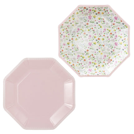 Bordjes Roze Goud Bloemen - 8 stuks