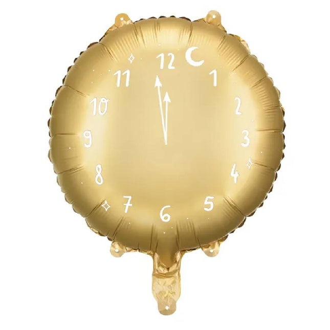 Gouden follieballon met witte opdruk op witte achtergrond