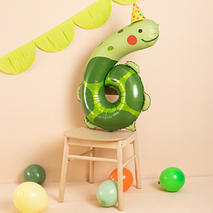 folieballon cijfer 6 groen schildpad