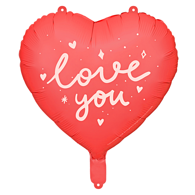 Folieballon Rood Hart - 'Love You'