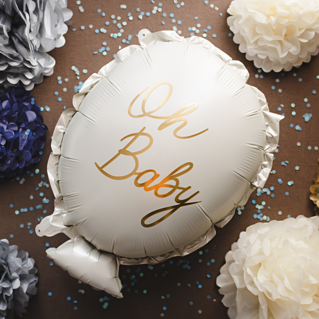 witte ballon met gouden tekst oh baby