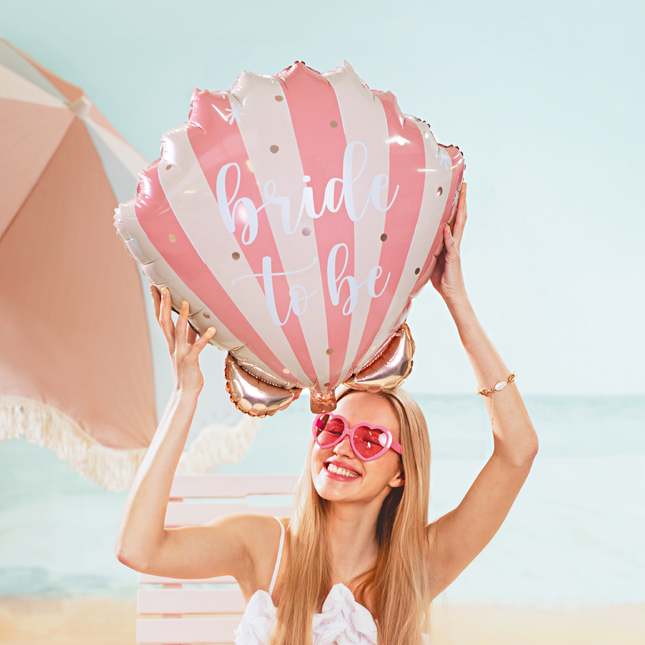 Schelp ballon in het roze en wit