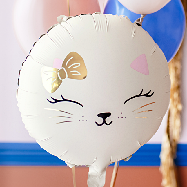 folieballon kitten creme en roze