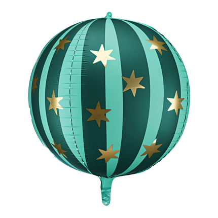 donkergroen met mintgroene ballon met gouden sterren