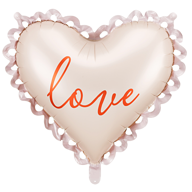 hartjesballon beige met rode letters love