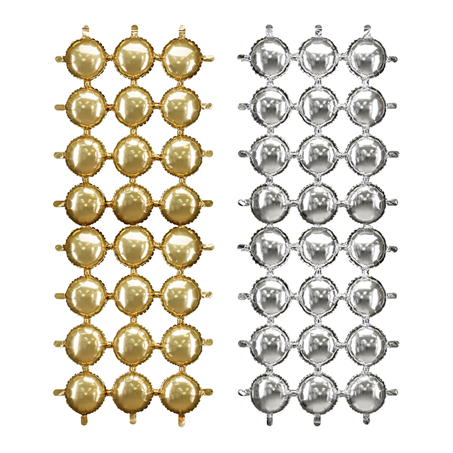 ballonnengordijn cirkels in het goud en zilver