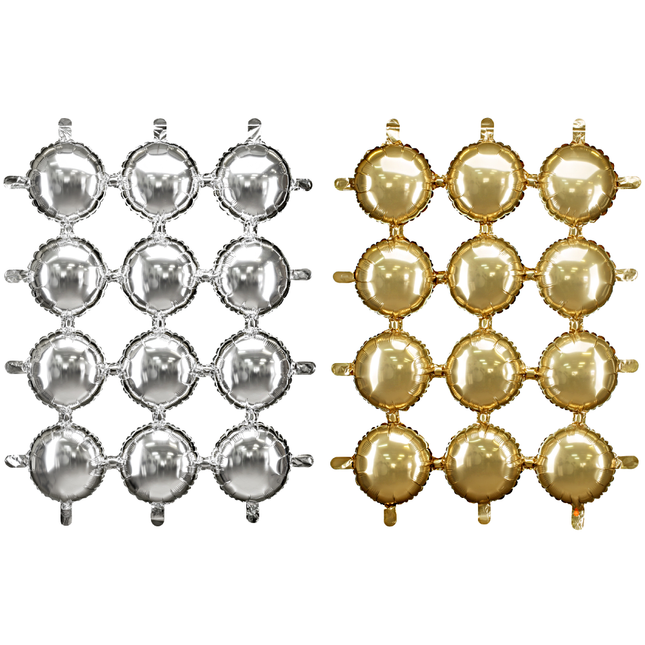 ballonnengordijn cirkels in het goud en zilver