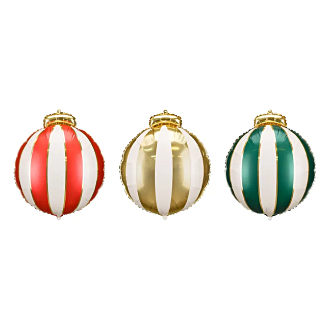 kerstversiering ballonnen kerstballen rood, goud en groen