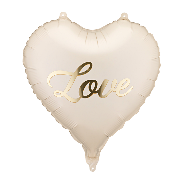 Folieballon Hart Love - Beige & Goud