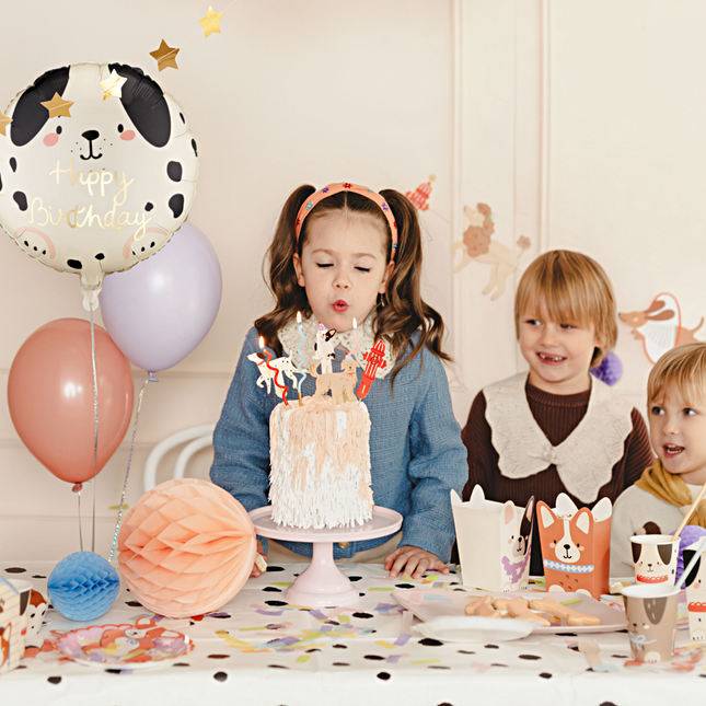 Folieballon Happy Birthday Hond - Crème & Zwart