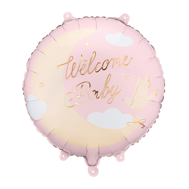 Folieballon - Welcome Baby - Roze & Beige