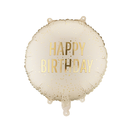 Folieballon Happy Birthday - Crème & Goud - 45 CM