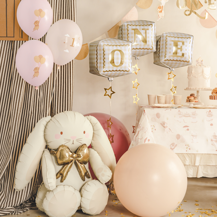 Folieballon Konijn - Crème & Roze