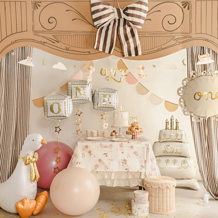 Folieballon 'One' - Beige & Goud