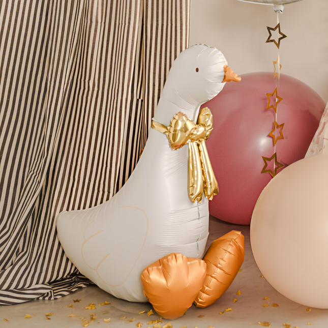 Folieballon Gans - Wit & Goud