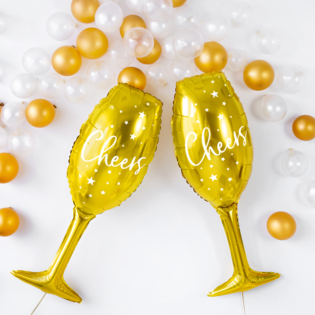 gouden champagneglazen folieballon