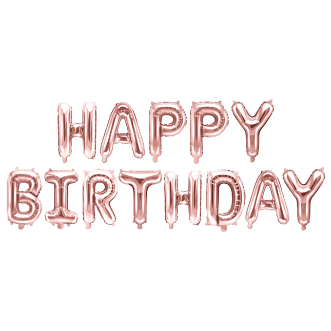 happy birthday rose goud ballonslinger