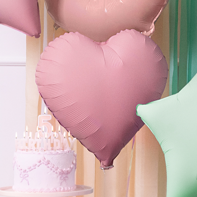 matte roze hart folieballon