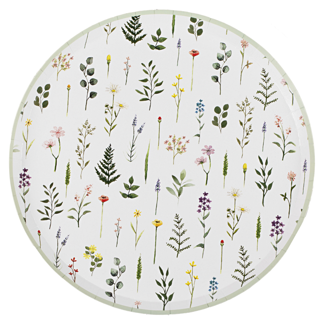 Bordje versierd met bloemen en planten