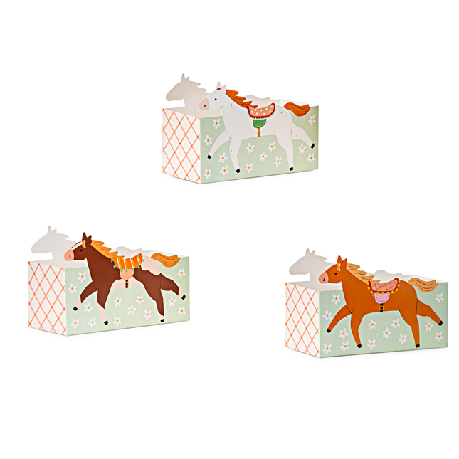 bakjes met paarden erop
