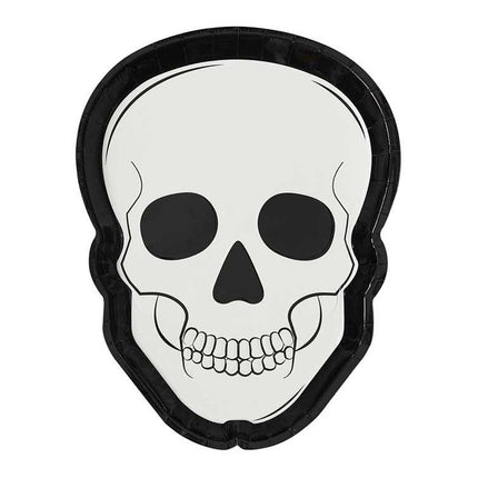 bordje in de vorm van skelettenhoofd