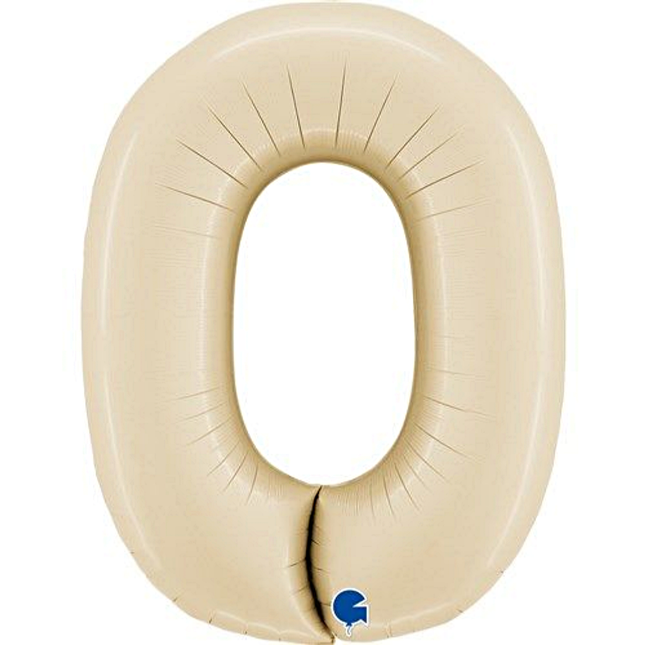 Creme folieballon cijfer 0