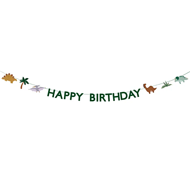 Dino slinger met de groene tekst happy birthday