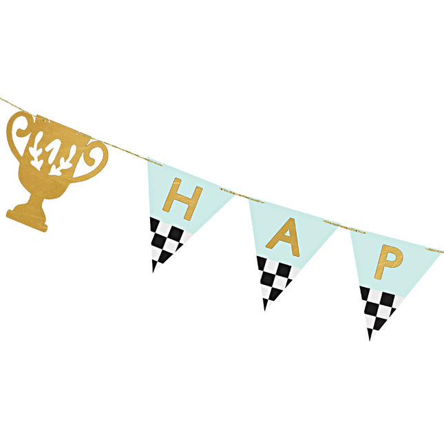 vlaggenlijn happy birthday auto en race thema