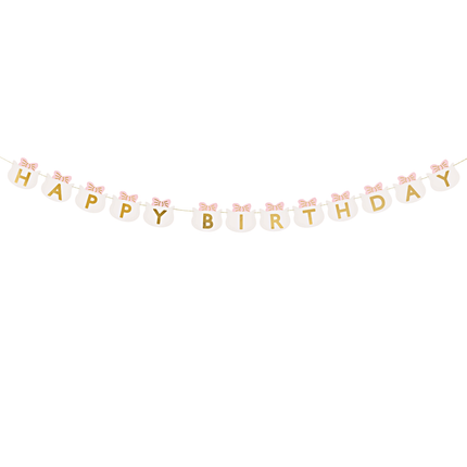 slinger met gouden letters happy birthday en kat vormige vlaggetjes