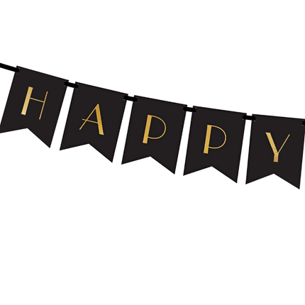 Zwarte met gouden slinger happy new year