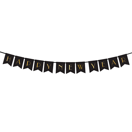 Zwarte met gouden slinger happy new year