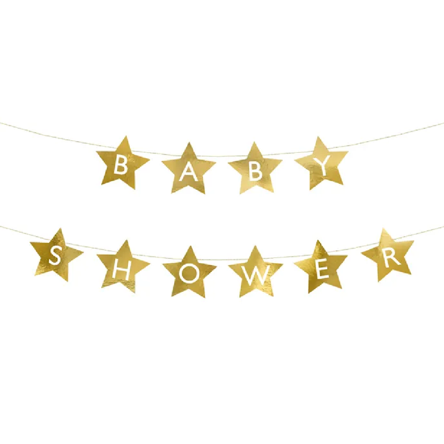 Slinger met gouden sterren en de tekst baby shower