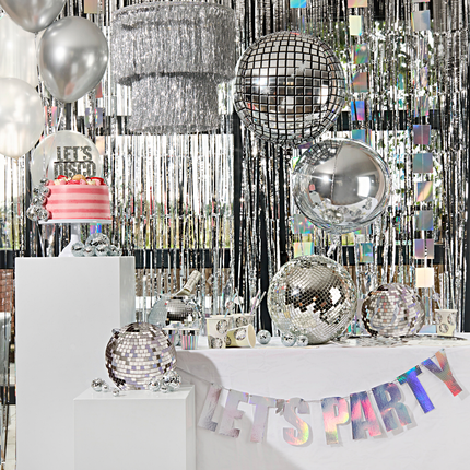 zilveren en iridescent disco versiering