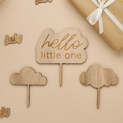 Houten Hapjesversiering - Hello Little One