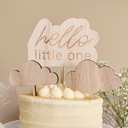 Houten Hapjesversiering - Hello Little One