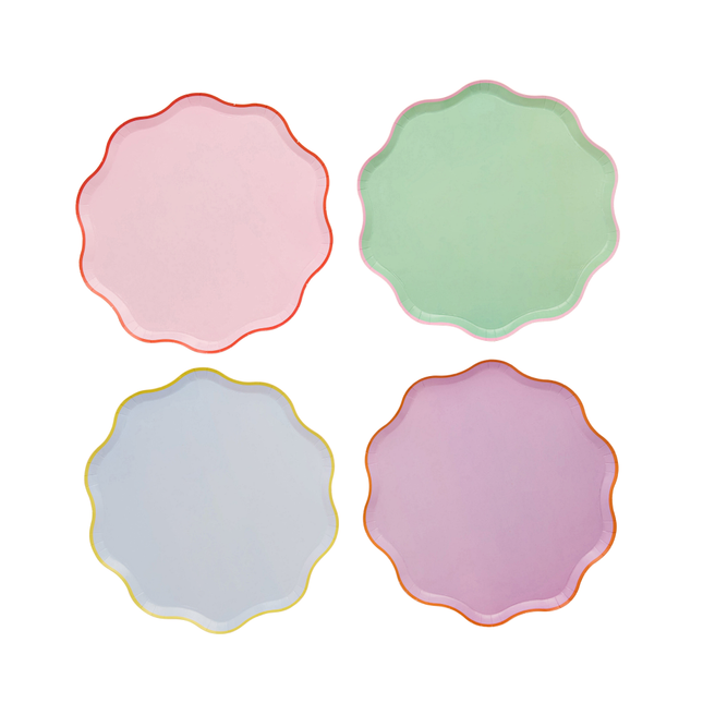 pastel bordjes met ribbelrand